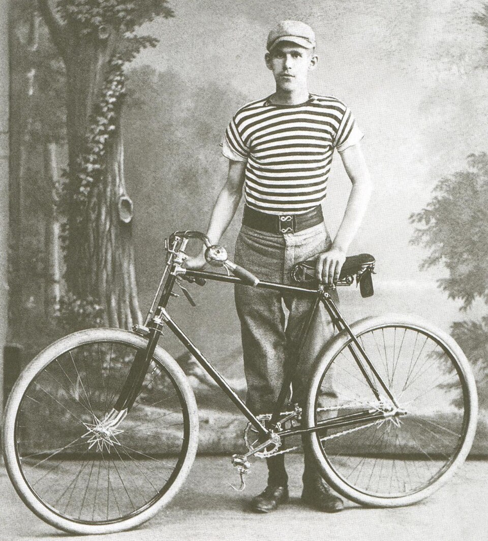 Cyclist with bicycle
