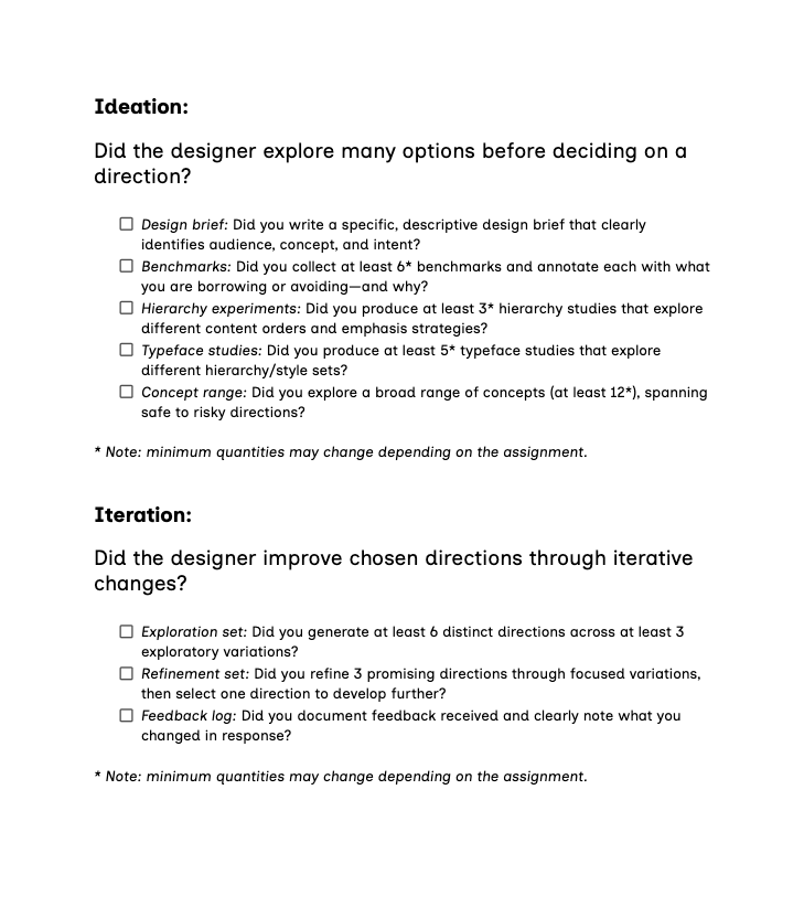 Course rubric